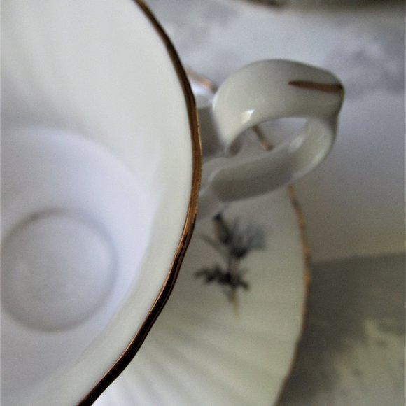 Fine Bone China Mug & Saucer Blue Flowers by Royal Windsor, England - Picture 9 of 13